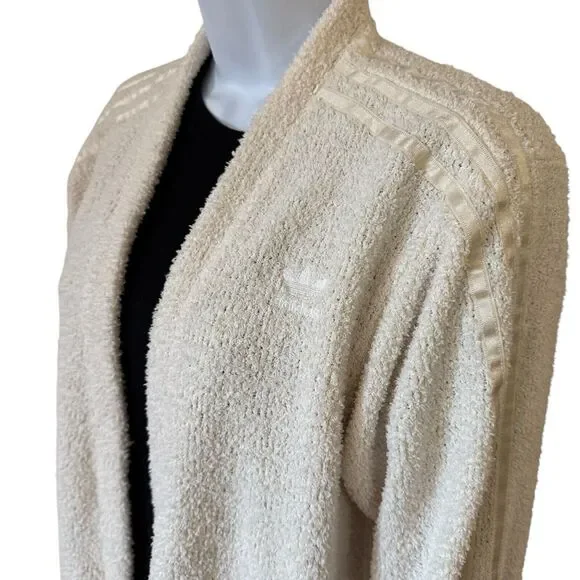 ADIDAS Originals Womens Velour Layering KIMONO Sz XS Wonder White Pockets Poly - Picture 2 of 14